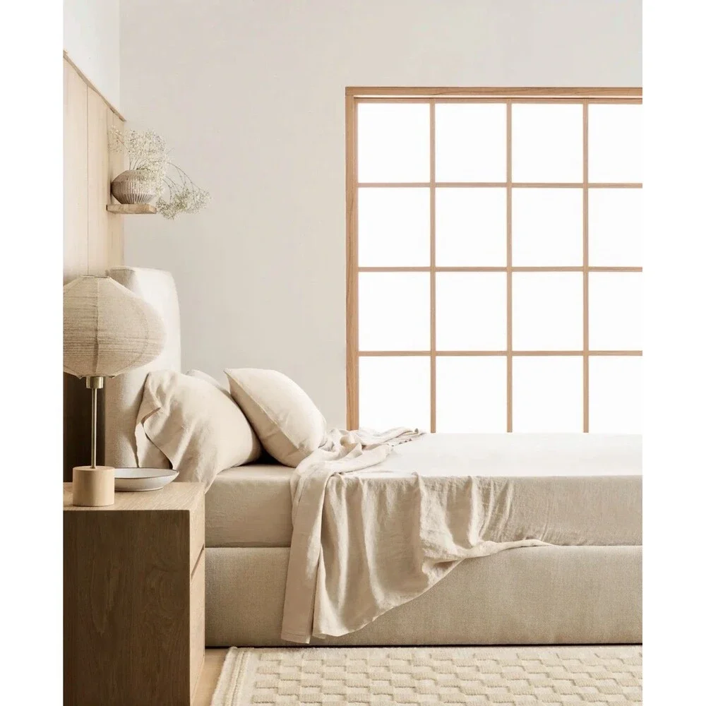 NWOT Quince European Linen Sheet Set OAT Queen Size 4 Piece Hard To find